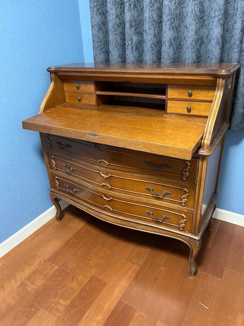 アンティーク　ライティングビューロー　デスク　チェスト　猫足　ビンテージ