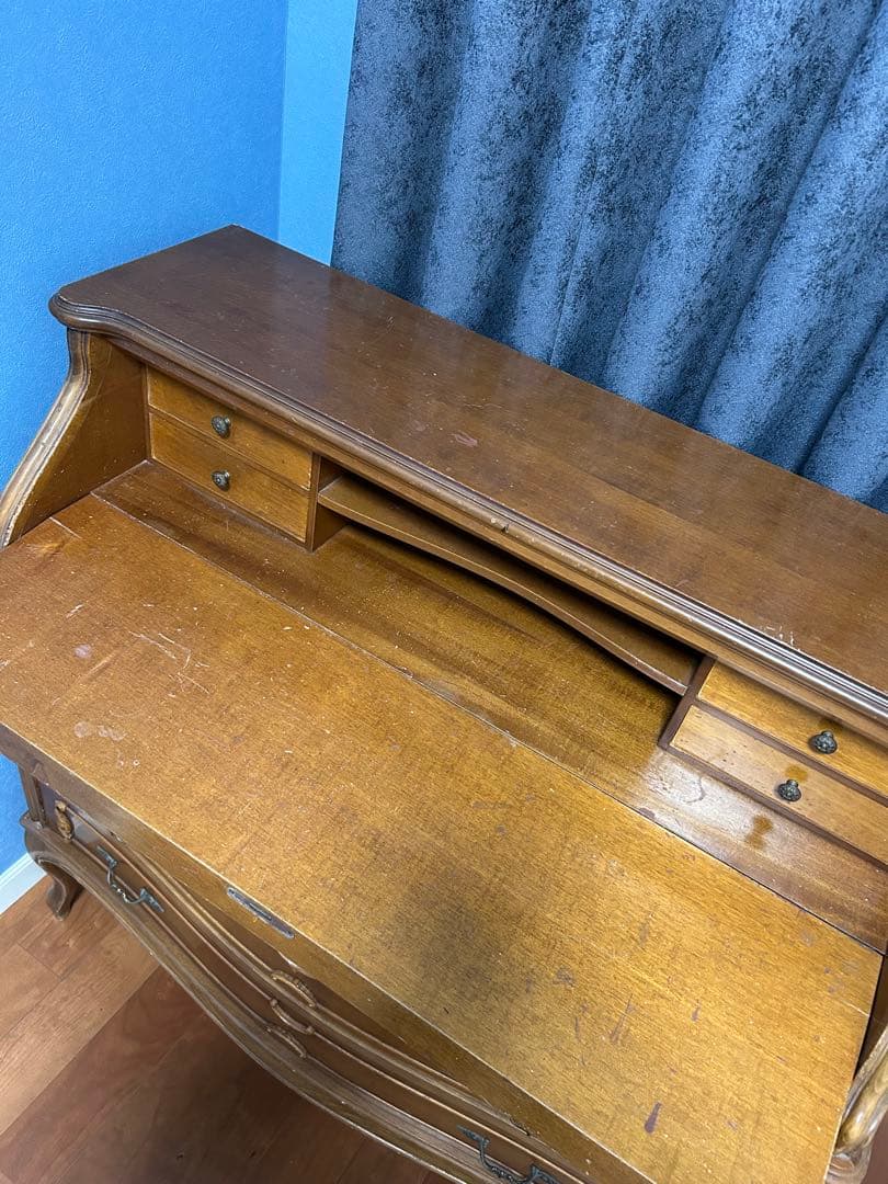 アンティーク　ライティングビューロー　デスク　チェスト　猫足　ビンテージ