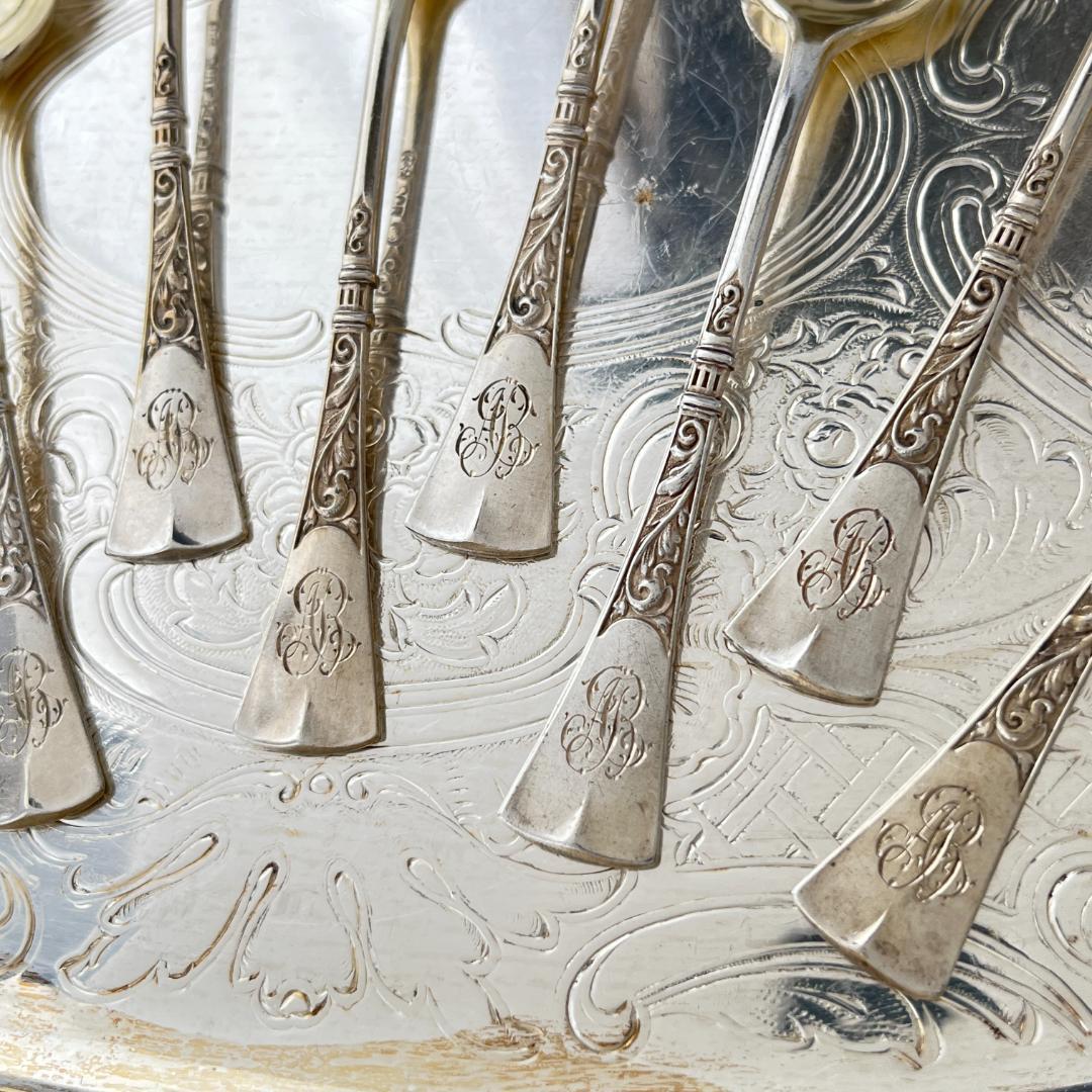 【ドイツ】モカスプーン 9本【純銀】 10.5cm