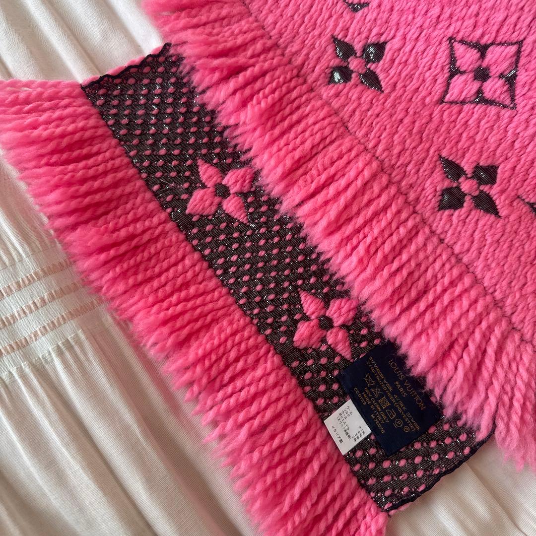 ルイヴィトン エシャルプ ロゴマニア マフラー ローズポップ ピンクM76070