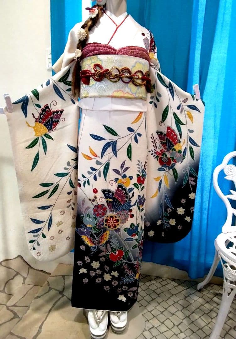 振袖フルセット、正絹振袖成人式、重ね衿、帯揚げ帯締め、西陣袋帯、襦袢