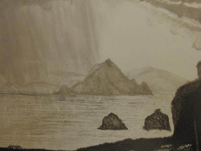 道家珍彦、【伊良湖時雨】、希少な額装用画集より、新品額装付