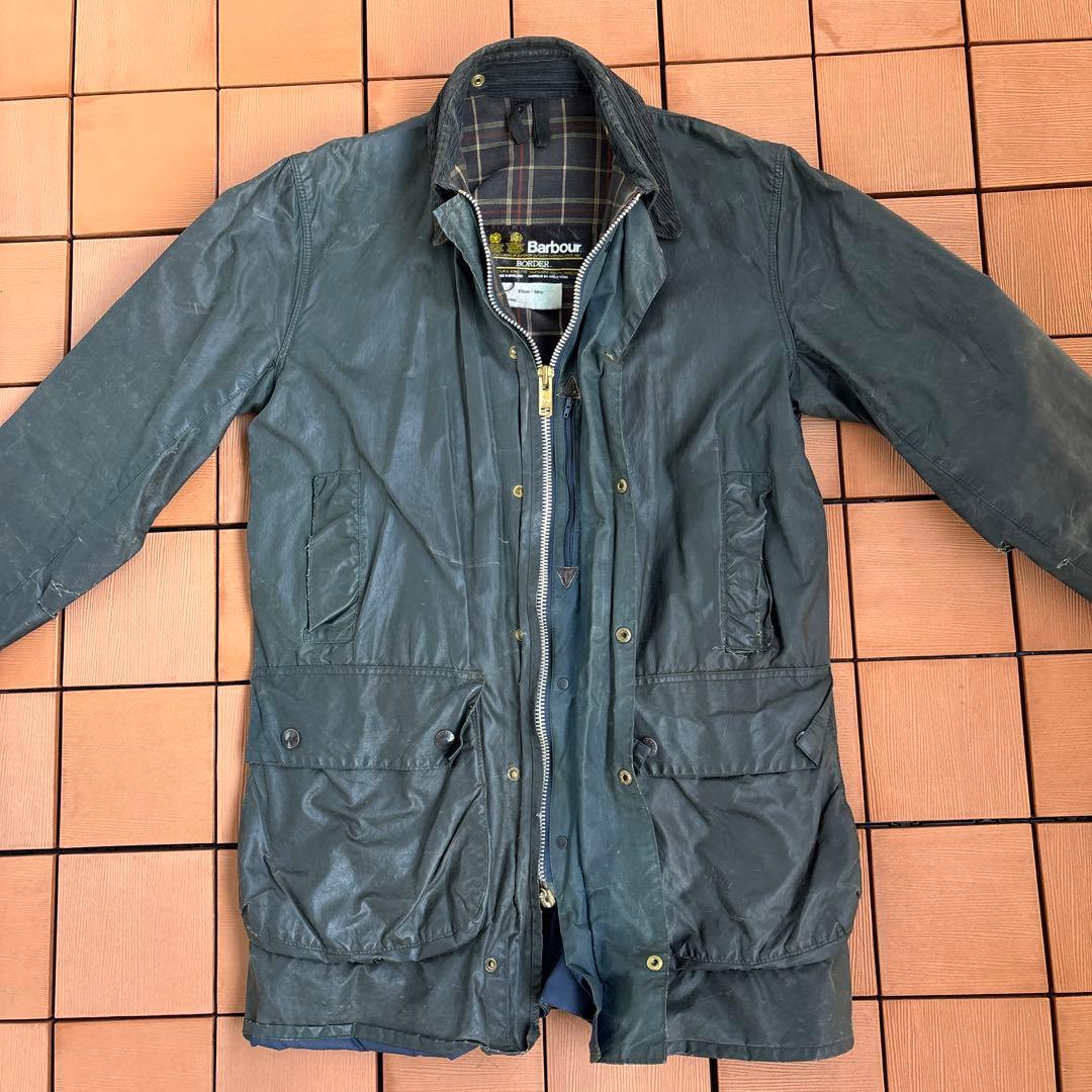 侘*ド様 Barbour ボーダー 2ワラント 80s グリーン