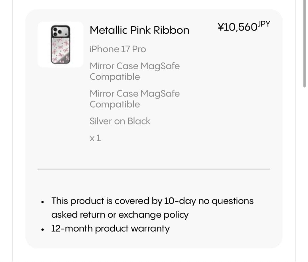 CASETiFY iPhone 17 Pro ミラーケース