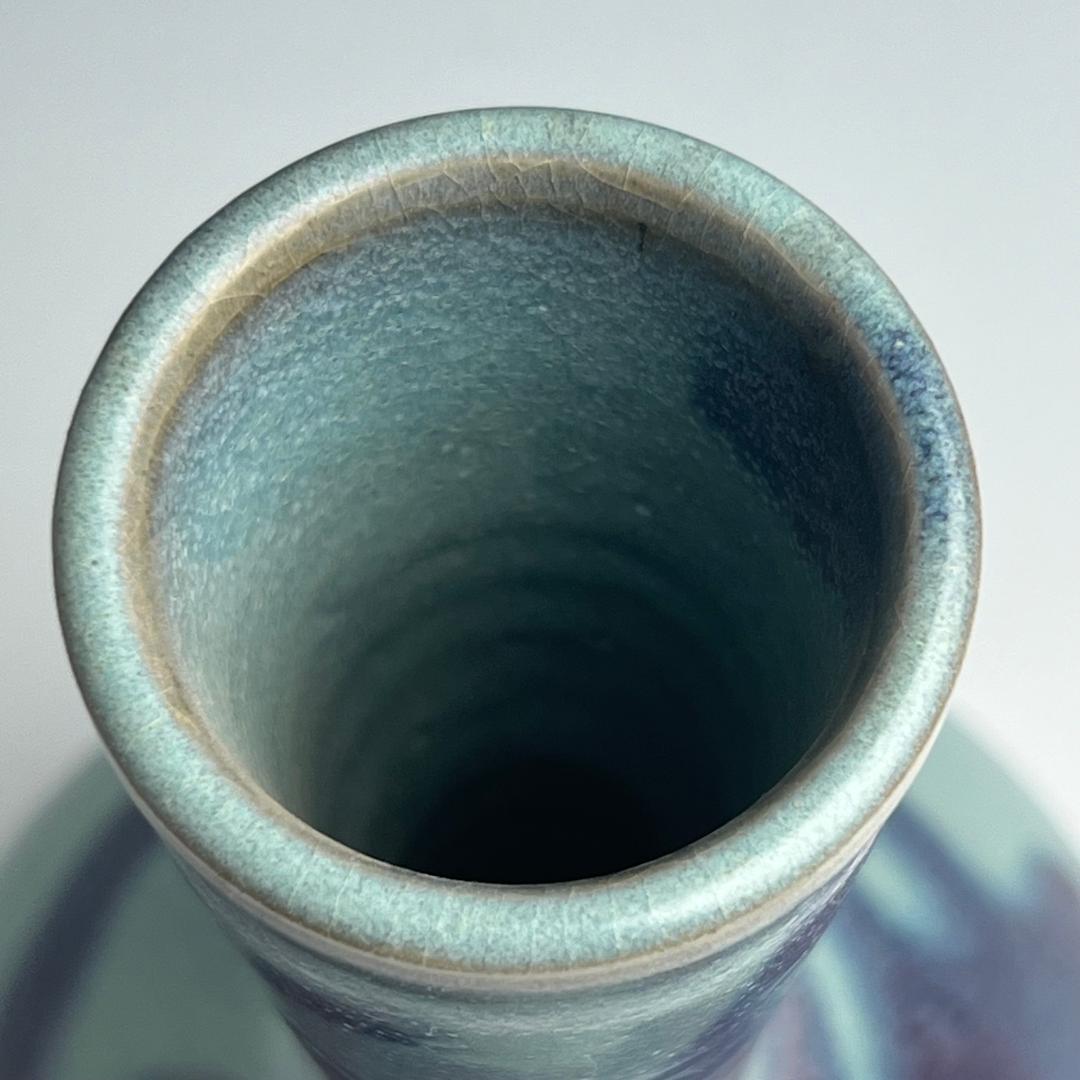 鈞窯天藍釉紫斑長頸瓶 中国古玩 中国美術 唐物