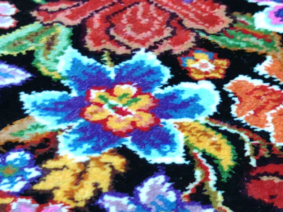 ペルシャ絨毯　イラン　クム産　シルク100%　46cm✕30cm　額装　保証書付