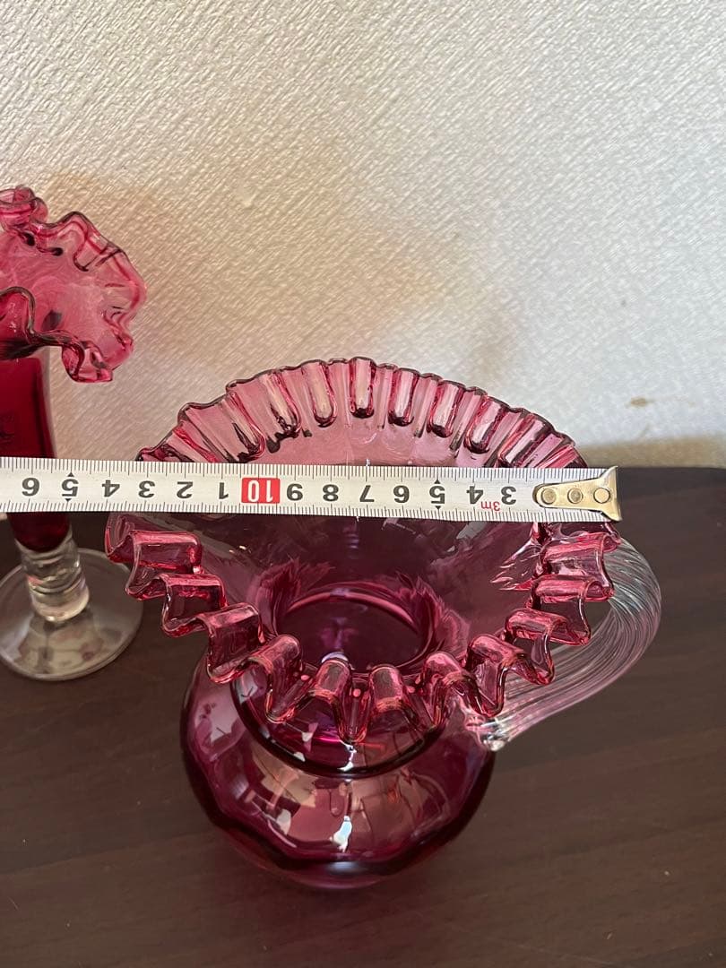 美品 フリルガラス きたいち きたいち硝子 フラワーベース 花瓶 花器 花入