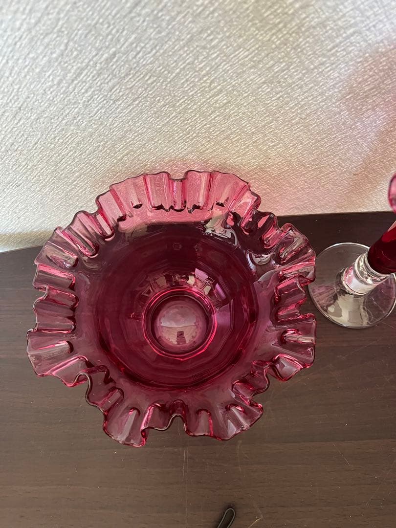 美品 フリルガラス きたいち きたいち硝子 フラワーベース 花瓶 花器 花入