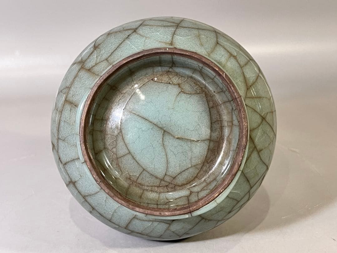 DT647 中国 青磁 管耳 瓶 茶道具伝来