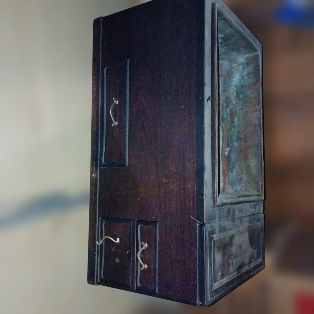 木製収納キャビネット ダークブラウン 3引き出し