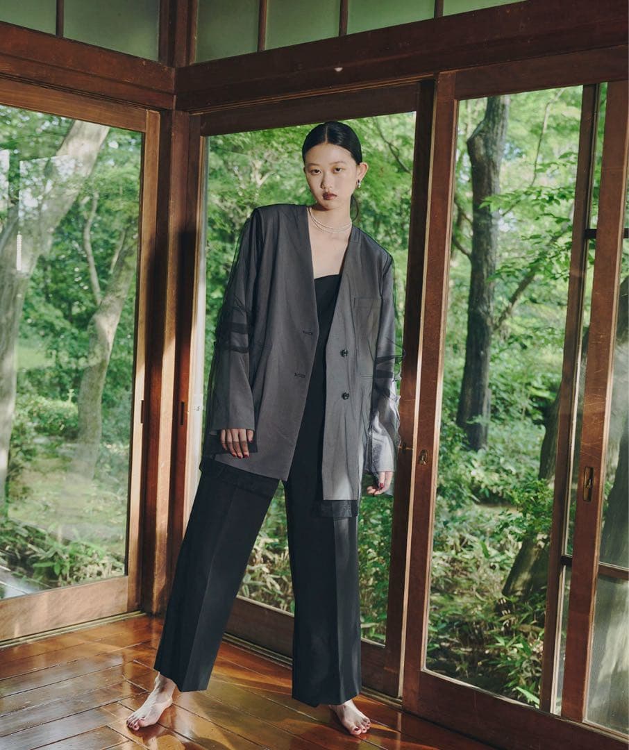 【ANDRESD】boxy layered tulle jacket