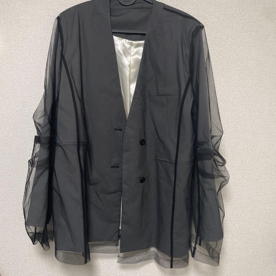 【ANDRESD】boxy layered tulle jacket