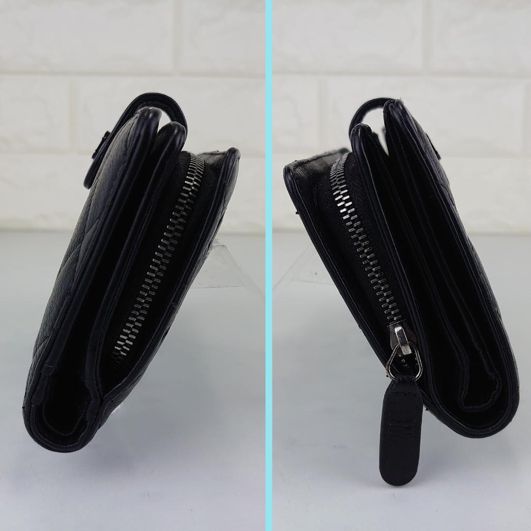 【美品】シャネル　マトラッセ　キャビアスキン　二つ折り財布　美品　1205