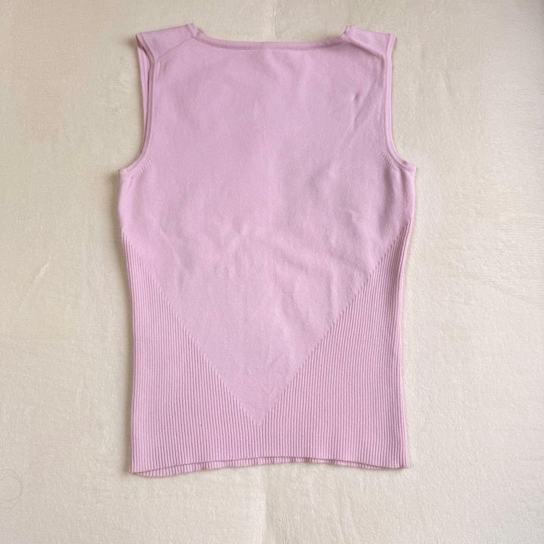 CHANEL シャネル ノースリーブトップス ピンク ロゴ入り ヴィンテージ