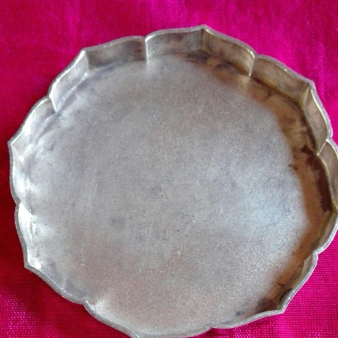 ボンボニエール。八稜鏡形香合型日月、鳳凰文。純銀徳力。菓子入。天皇。皇室。中古。