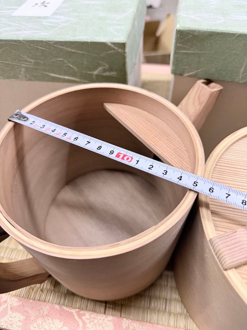 在銘　木地曲 片口水次 紙箱入り　片口水注 曲水次 木地曲げ　曲げ水指2点