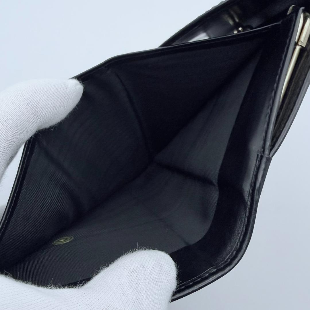 CELINE セリーヌ 馬車金具 がま口 三つ折り財布 ブラック レザー