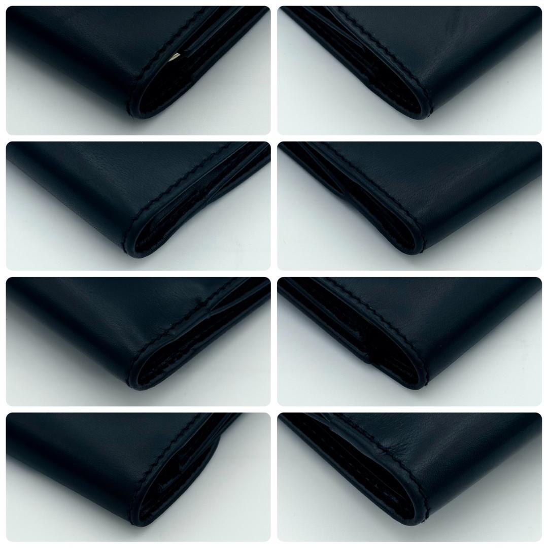 CELINE セリーヌ 馬車金具 がま口 三つ折り財布 ブラック レザー