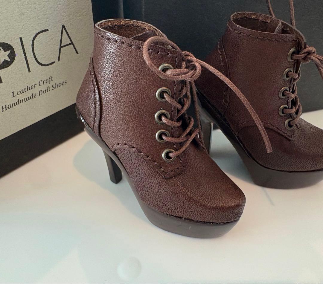 iMda4.3 ピンヒールブーツ ドールシューズ 靴 本革 人形 ハンドメイド