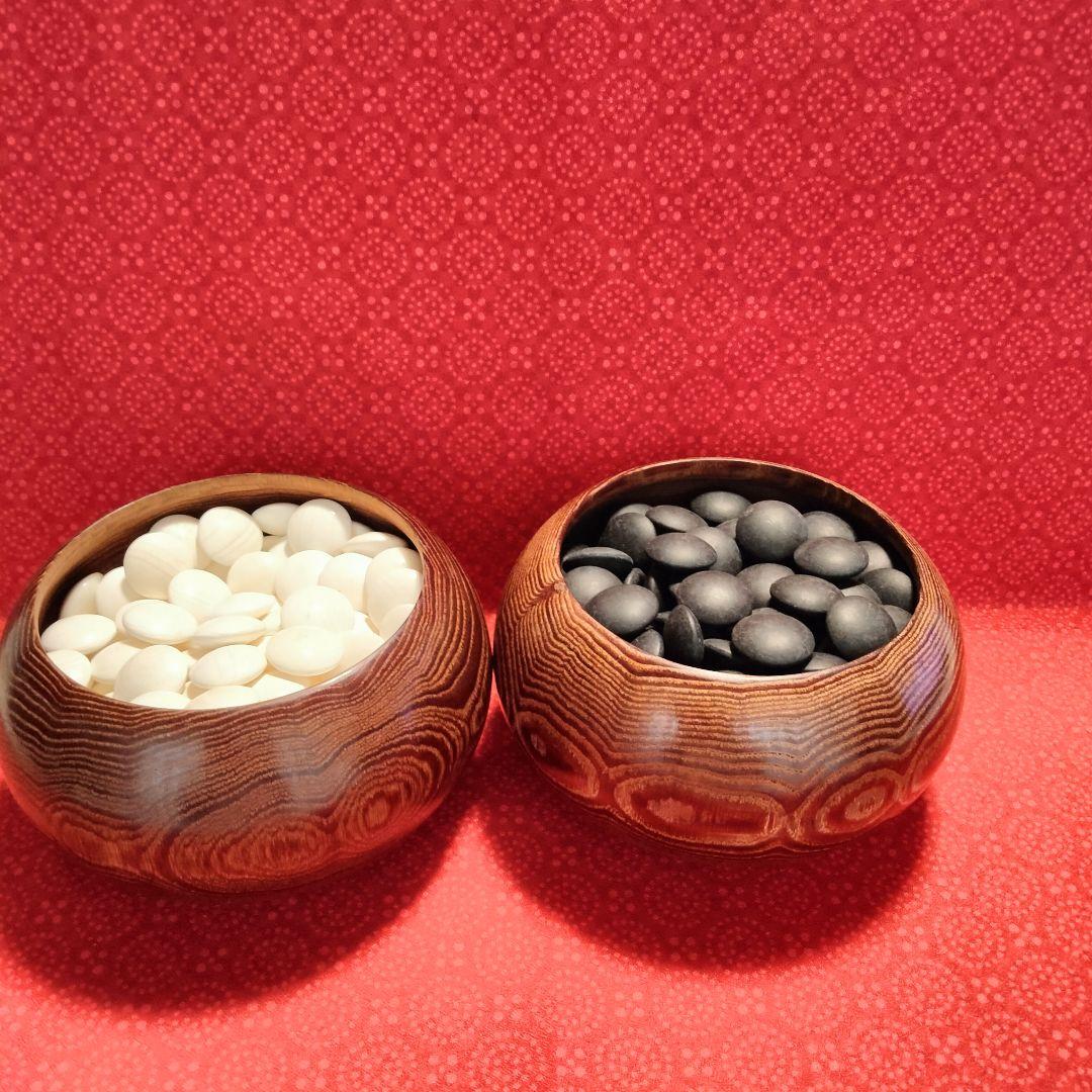 碁石セット蛤白石那智黒石34号中古良品　白181個黒182個特大碁笥割れホツ無し