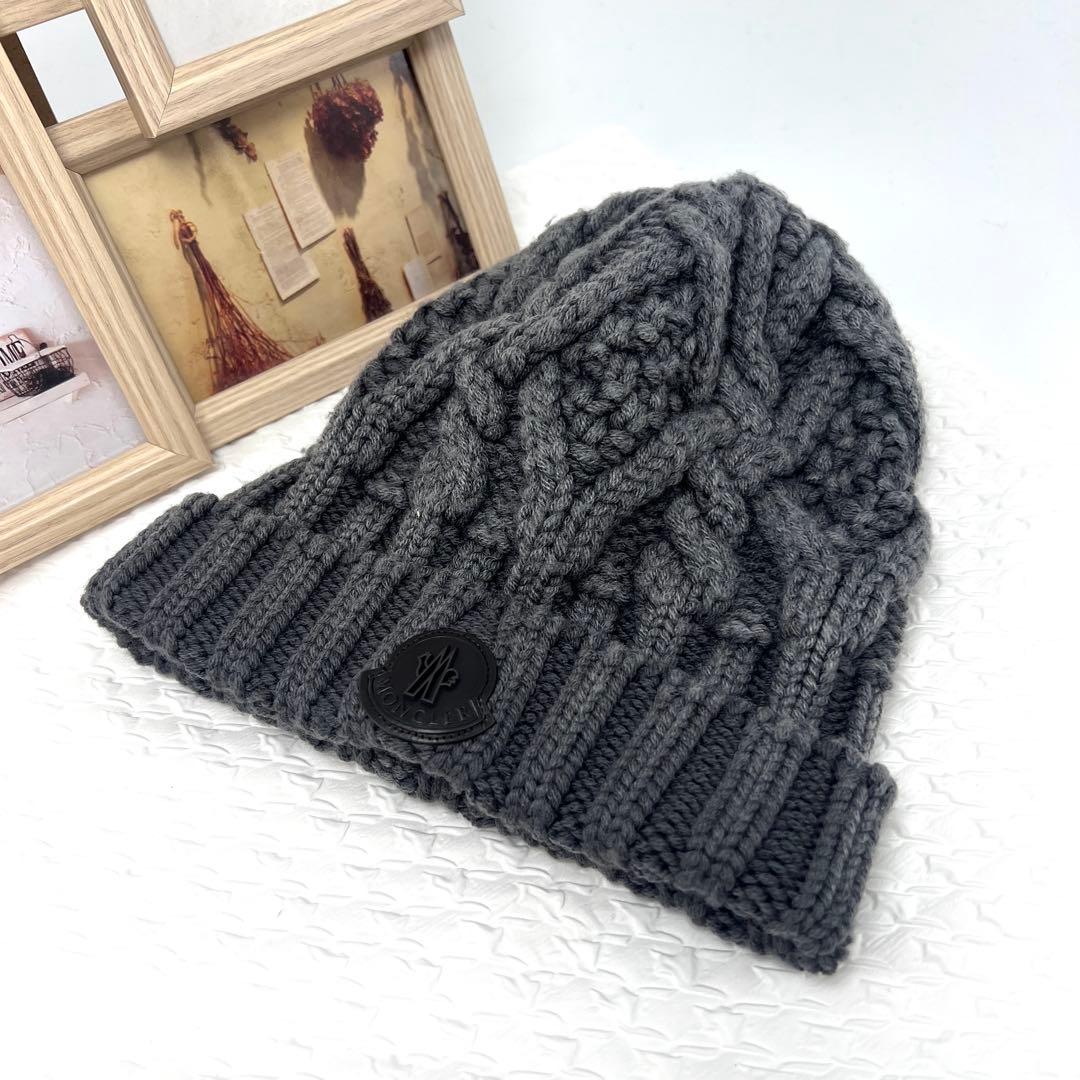 ✨極美品✨MONCLERモンクレール　ニット帽　ウール　ニットキャップ　グレー