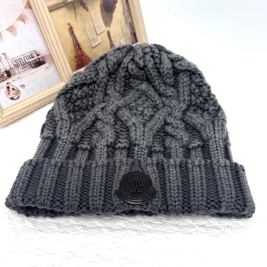 ✨極美品✨MONCLERモンクレール　ニット帽　ウール　ニットキャップ　グレー