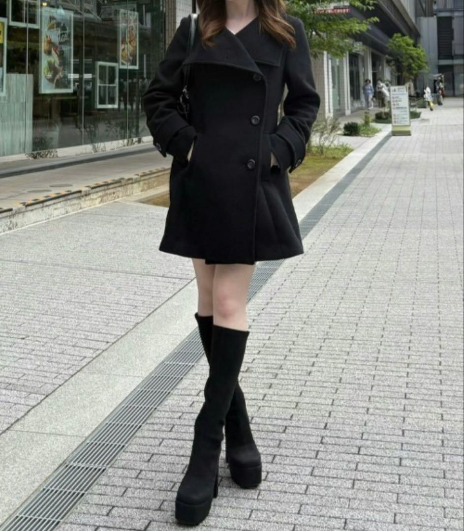 ステンカラーコート25オーバーネックシンデレララインミニコート rienda