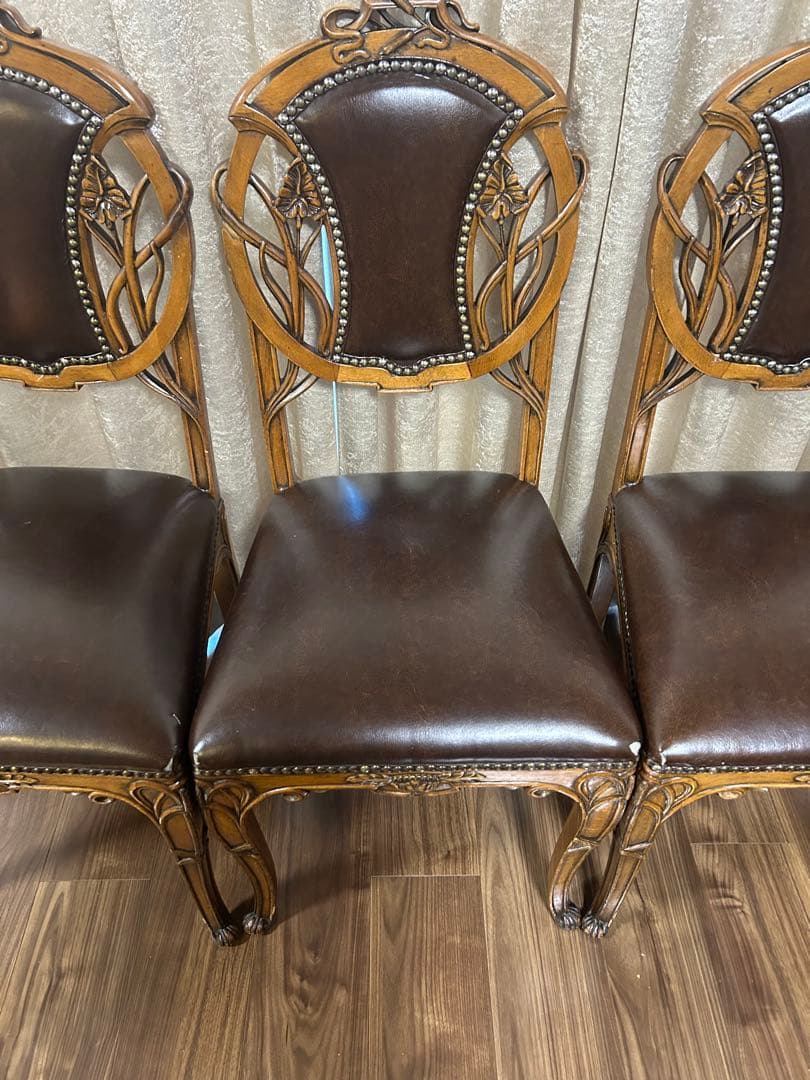 Medea アールヌーボー風 木製椅子 ブラウン4脚