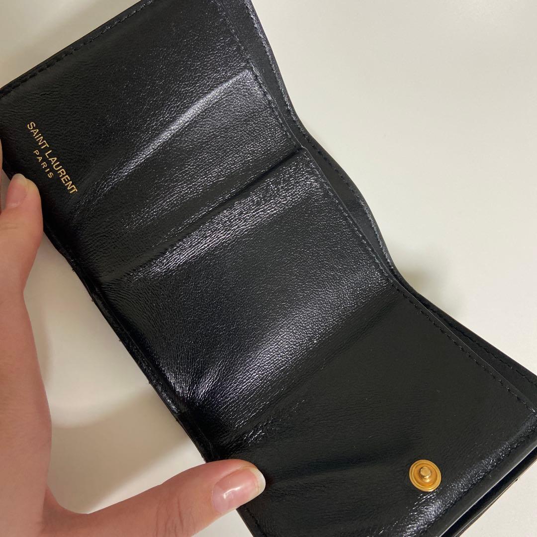 【16日限定】SAINT LAURENT ミニ 三つ折り財布 YSL ラムスキン