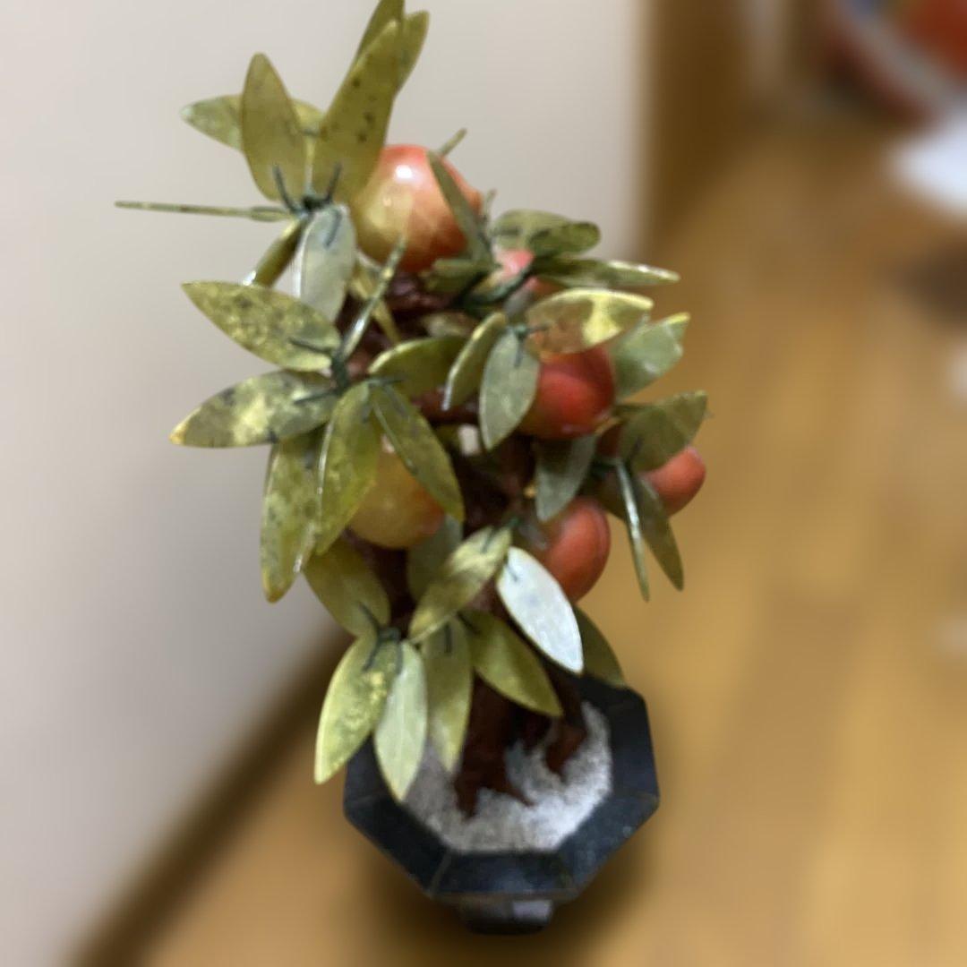 桃盆栽 中国骨董 玉石翡翠彫刻