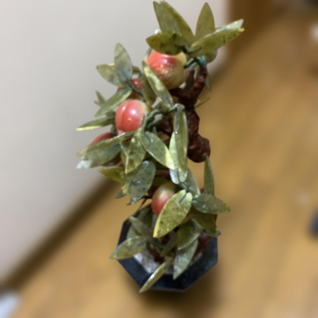 桃盆栽 中国骨董 玉石翡翠彫刻