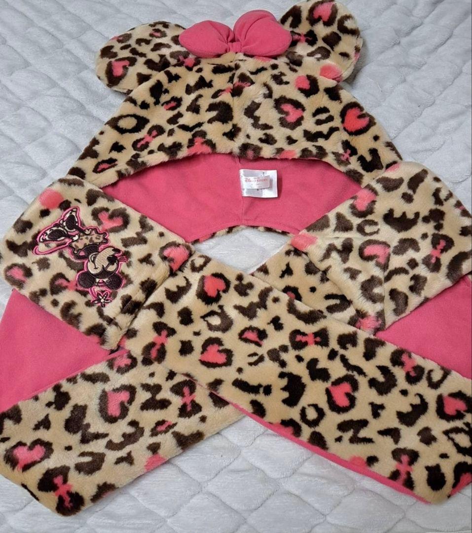 東京ディズニーリゾート ミニー ヒョウ柄　ファンキャップ　マフラー