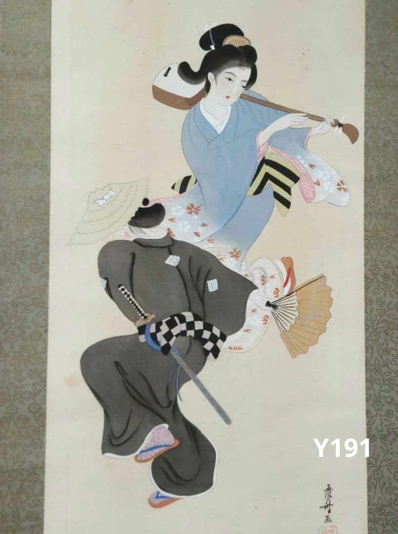 花見踊りの図掛軸　Y191