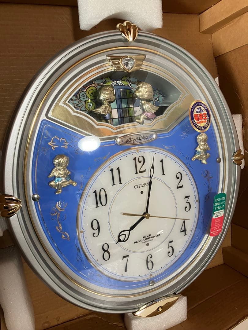 【新品】シチズン エンジェルキス 電波掛け時計 6曲メロディ入り 4MN404