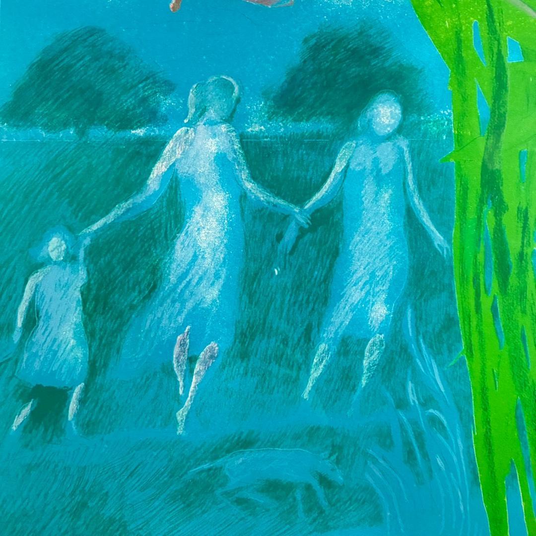 美品 ポール・ギヤマン「青い背景の花々」リトグラフ 大作 直筆サイン入 古径額