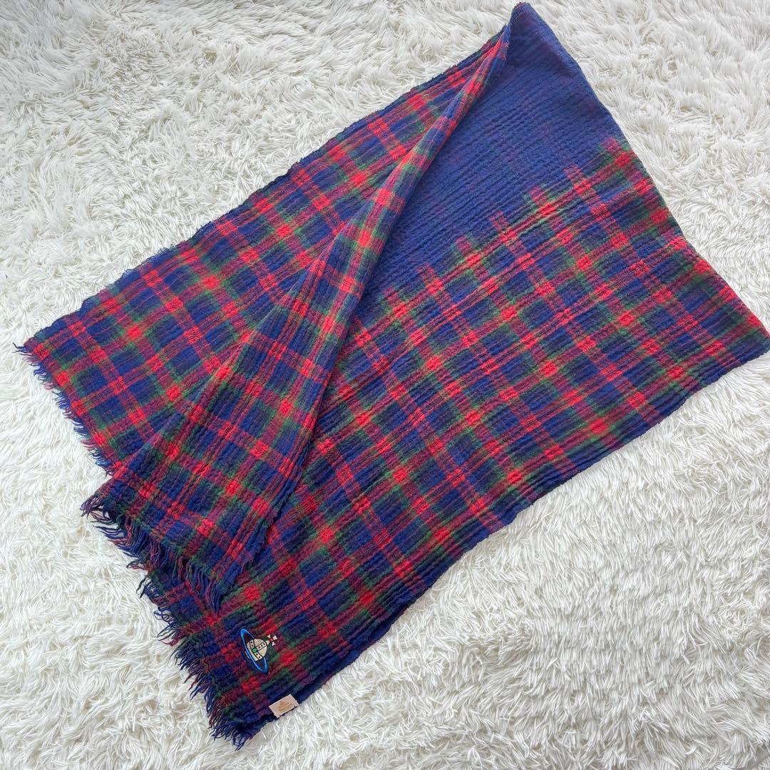 ヴィヴィアンウエストウッド 大判 ストール 刺繍 オーブ チェック
