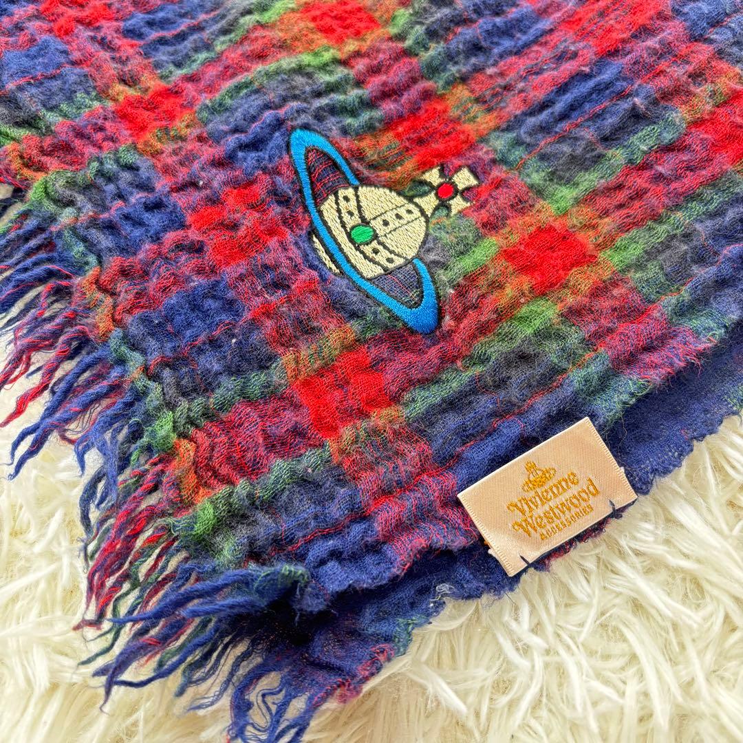 ヴィヴィアンウエストウッド 大判 ストール 刺繍 オーブ チェック