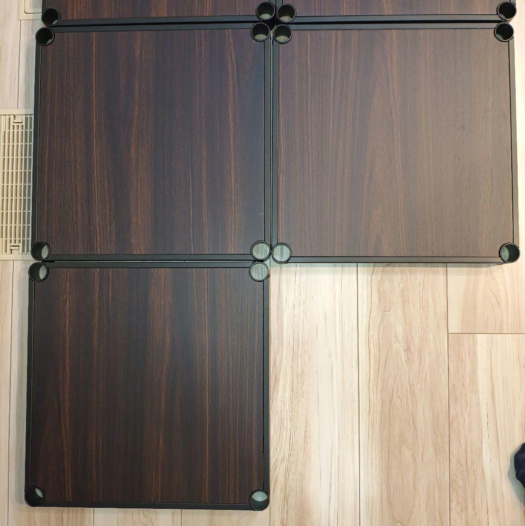 わ*！様 ルミナスノワール　ウッドシェルフ棚　7段　延長テンションポール　有孔ボ