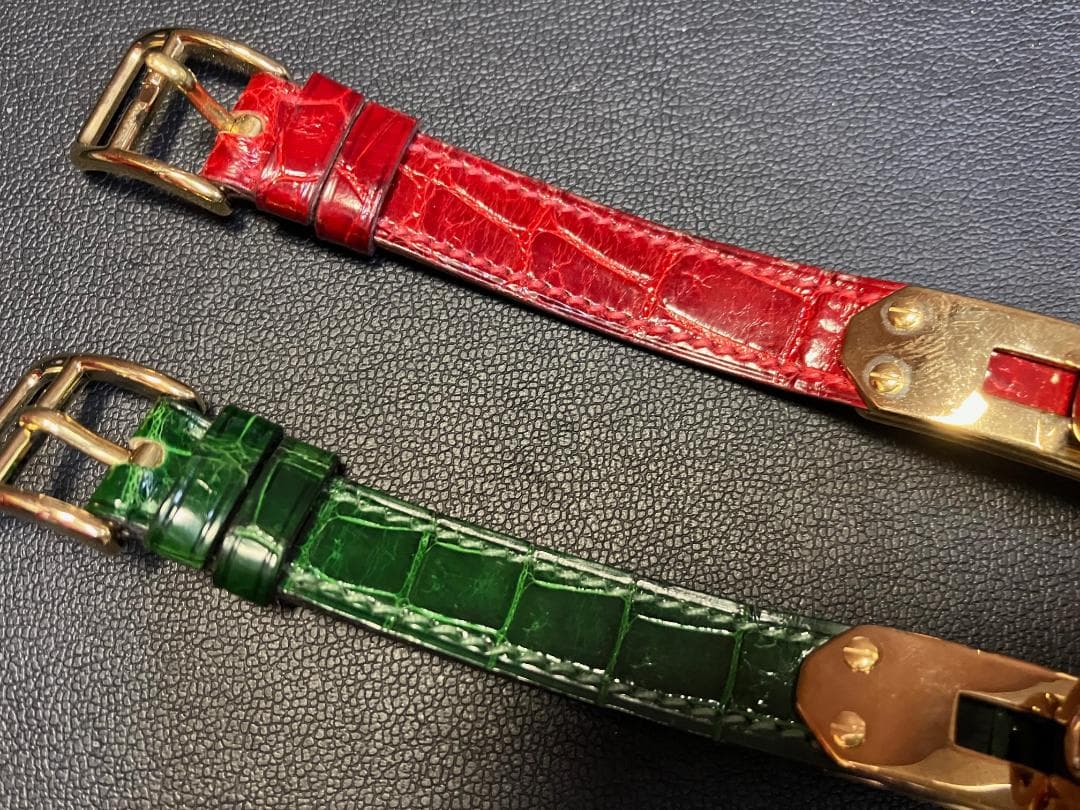 美品 HERMES エルメス ケリーウォッチ ベルト 2本まとめ クロコダイル