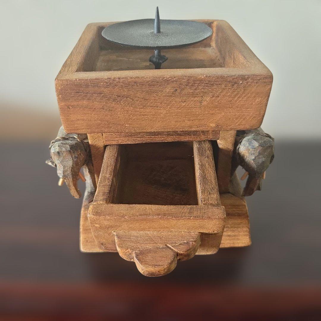 ヴィンテージ ビンテージ 海外 民族 工芸品 木製 像 ロウソク台 ランタン