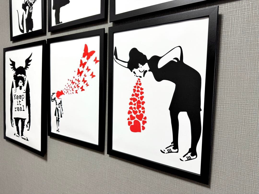 No.259フレーム付きキャンバスアート　バンクシー　バスキア　インテリア絵画