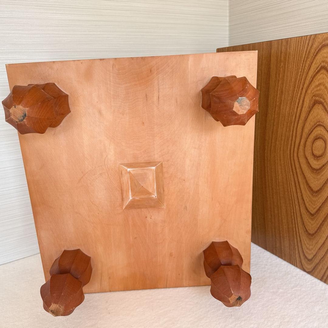 碁盤　4寸7部　板目木裏　脚付　へそ有り