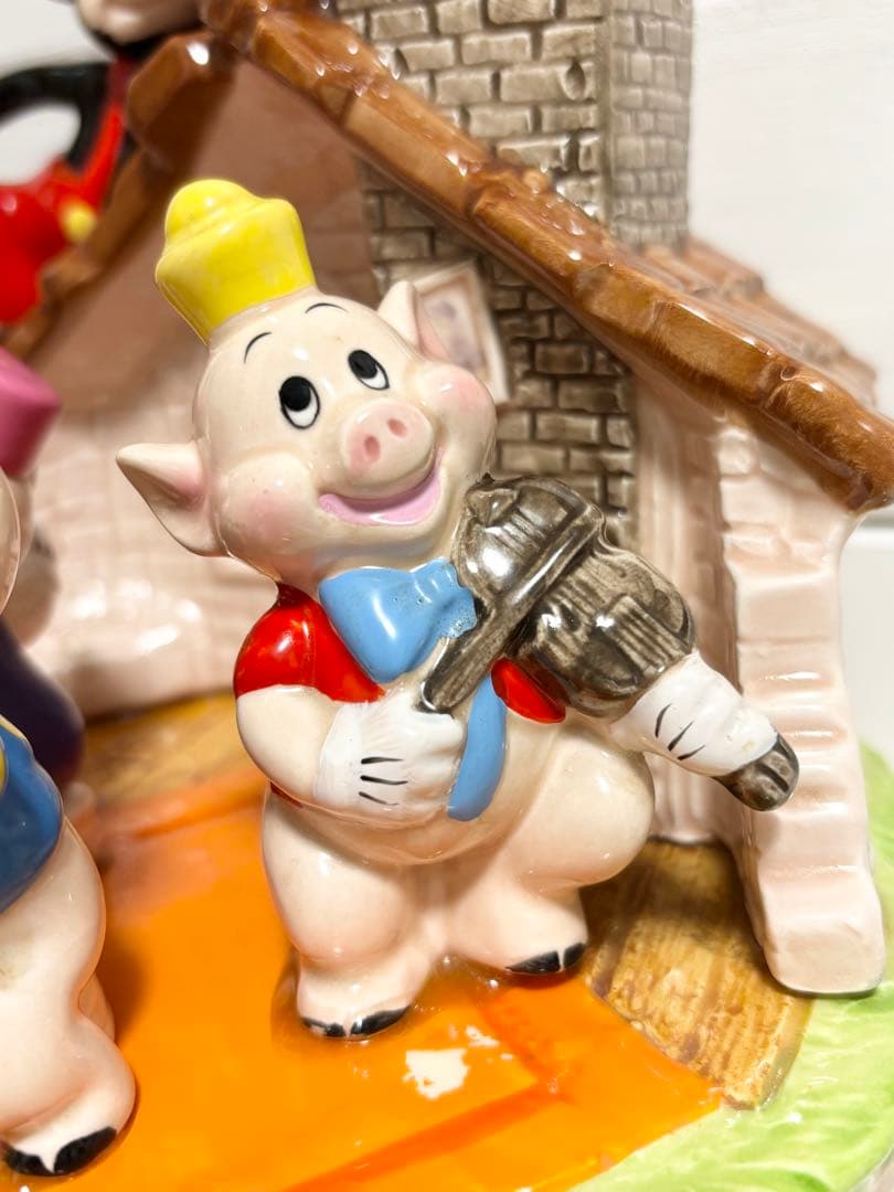 レトロ★ 三匹の子ぶた 陶器 オルゴール ディズニー