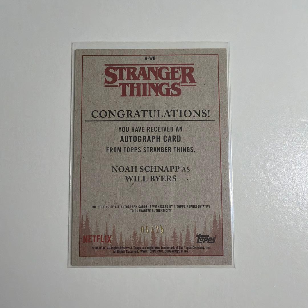 ストレンジャーシングス ノア・シュナップ サイン　カード　シリアル　ウィル