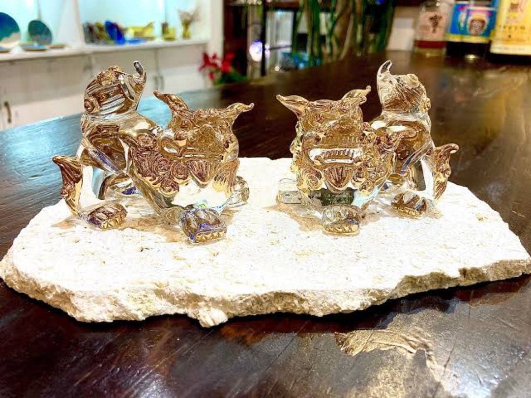 沖縄ガラスシーサー金