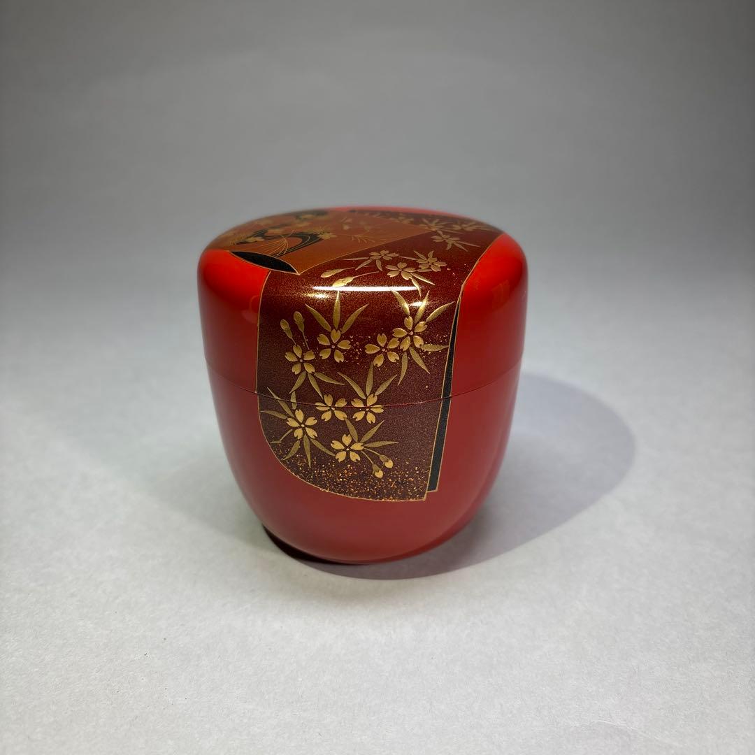 杉谷斉光　誰が袖蒔絵　朱大棗 (桐箱入)