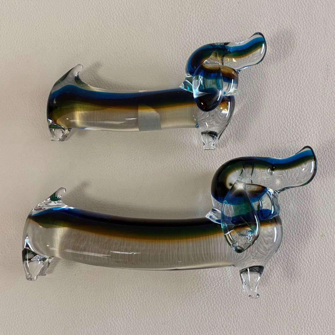 【Multi Glass/ガラス製/ダックスフント】置物 オブジェ 昭和レトロ