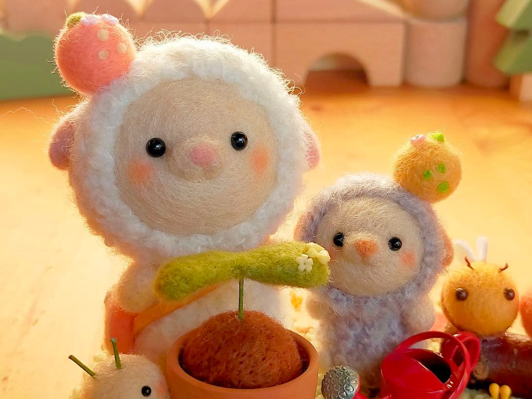 ✿羊毛フェルト✿ひつじ✿種を植えました✿