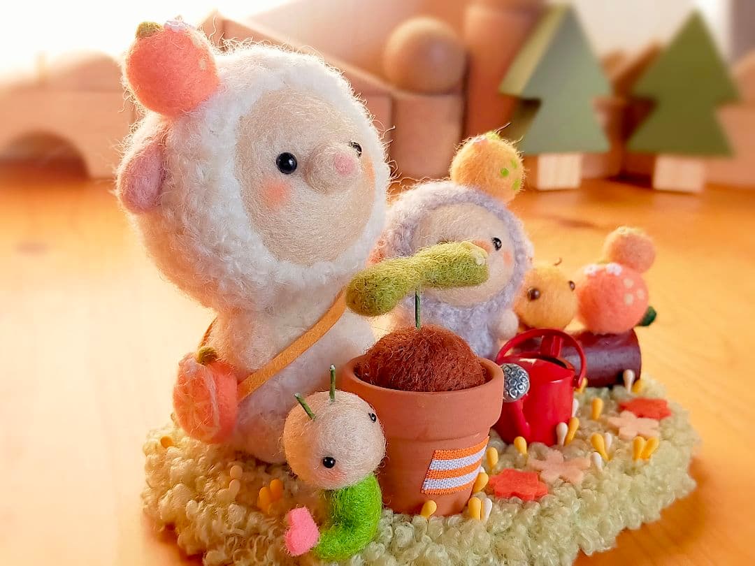 ✿羊毛フェルト✿ひつじ✿種を植えました✿