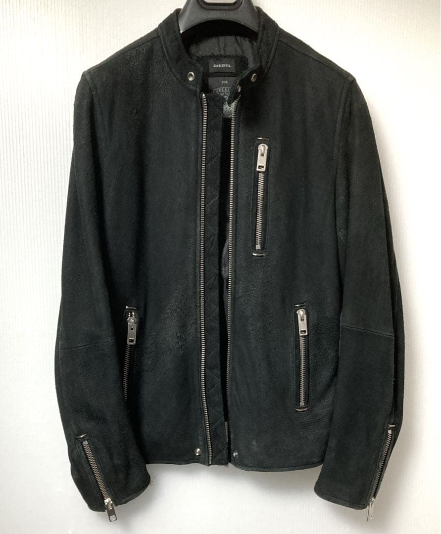 DIESEL ヌバックSheep Skinシングルライダースジャケット サイズS